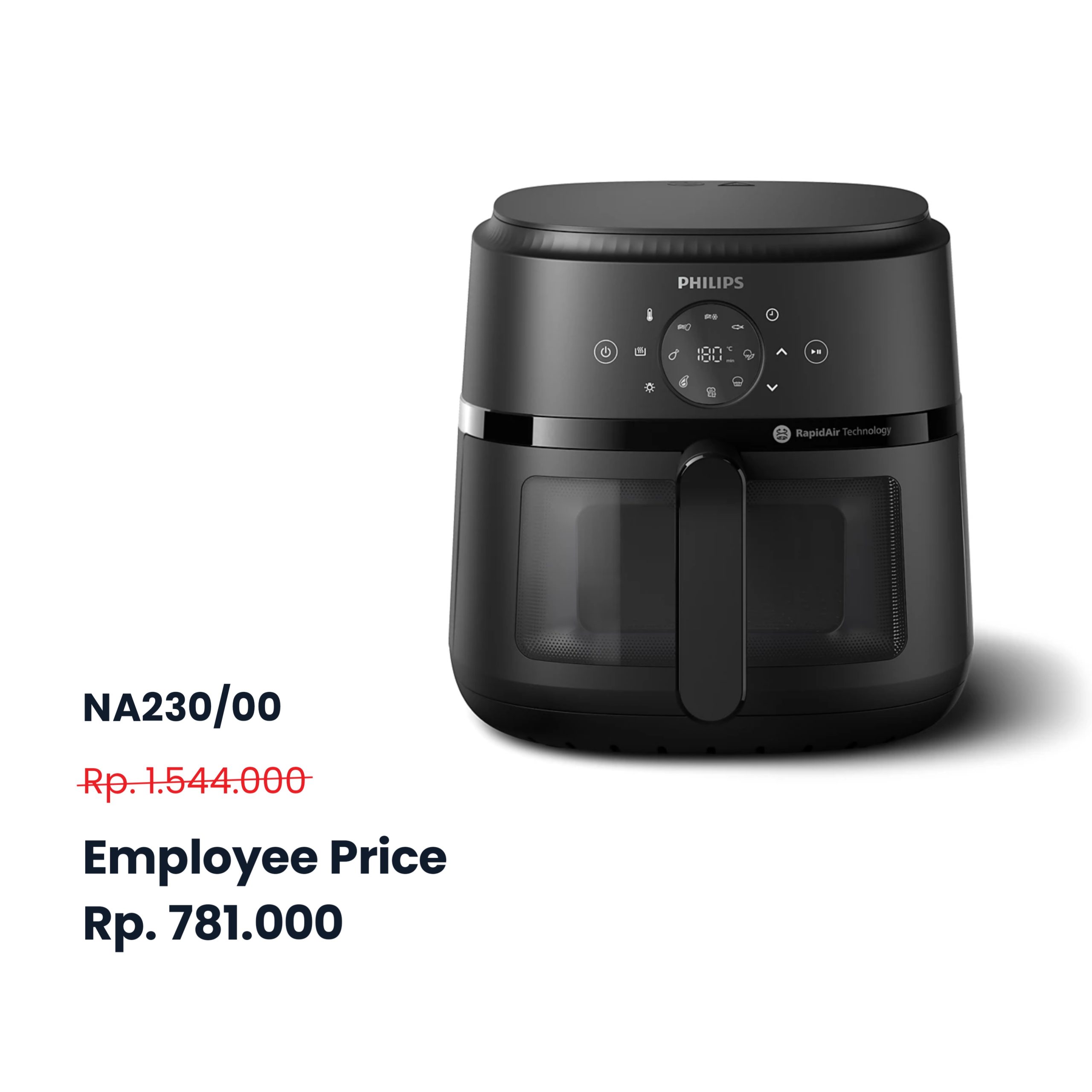 NA230/00 (Black) - Philips Air Fryer Low Watt 6,2 Liter (MAX 1 PCS/CUSTOMER)