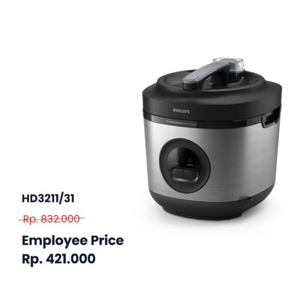 HD3211/31 (Silver) - Philips Rice Cooker Bakuhanseki 1,8 Liter 3000 Series (MAX 5 PCS/CUSTOMER)