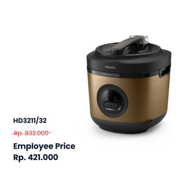 HD3211/32 (Gold) - Philips Rice Cooker Bakuhanseki 1,8 Liter 3000 Series (MAX 5 PCS/CUSTOMER)